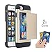 iPhone 7 Case, Moonmini Card Holder Slim Fit Dual Layer Protection Wallet Card Slot Shockproof Bumper Cover for iPhone 7 (2016) - Golden