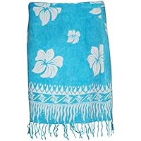 Womens Short Wrap Skirt Blue Floral Printed Bohemian Skirts L