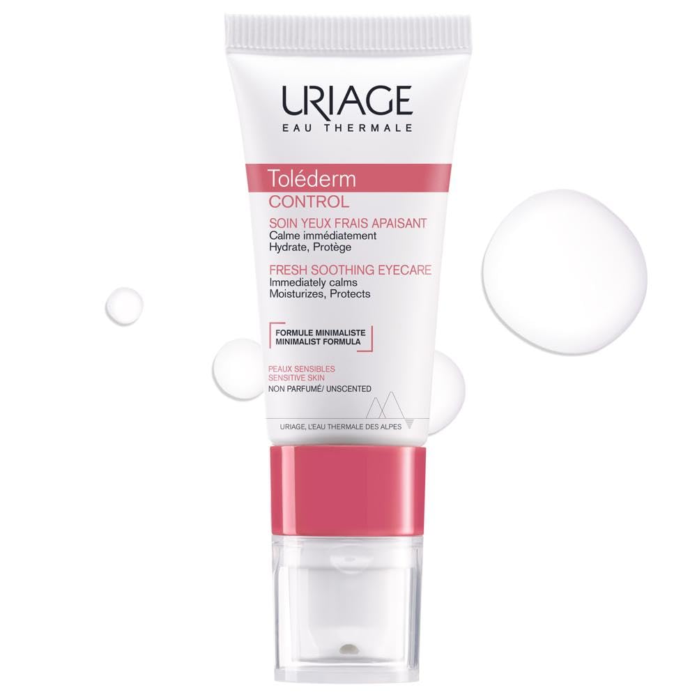 Uriage Toléderm Soothing Eye Contour Cream for Intolerant, Sensitive Skin, 15ml - Soothes, Reduces Puffiness & Dark Circles - High-tolerance - Fragrance-Free - Ophthalmologically Tested