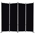 RANTILA 4 Panel Room Divider, 6 FT Folding Privacy Screen with Wide Feet, Freestanding Partition for Room Separation, Portable Room Divider Panel, 89" W x 71" H, Black