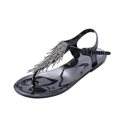 friendGG Neu Damen Sandals, Frauen Sandalen Sommer Bohemian Flach Sandaletten Zehentrenner Frauen Schmetterlingssandelholze F