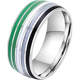 OAKKY Unisex 8mm Colorful Stripes Pride Ring | Stainless Steel, Unique Cool Enamel, Homosexuals LGBT Gay, Eternity Couple Wedding Band