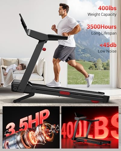Treadmill with 20% Auto Incline 14KM/H 3.5HP Large Running Machine for Home | Full Foldable Treadmills 180KG Capacity for Heavy People Quiet Electric Jogging Running with Intelligent LED Touch Screen