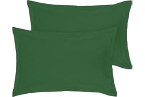 ROYALE LINENS Pillow Shams 2 Pack Queen Size 20x30 Inch - Brushed Microfiber - Bed Pillow Shams, Wrinkle Resistant Super Soft and Cozy - Back Overlap Closure - Oxford Pillowcase (Queen, Hunter Green)