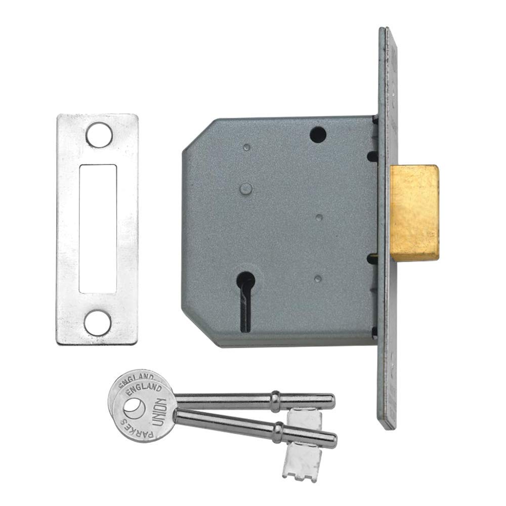 Union Locks 2177 3 Lever Mortice Deadlock 65mm - Satin Chrome (Boxed)