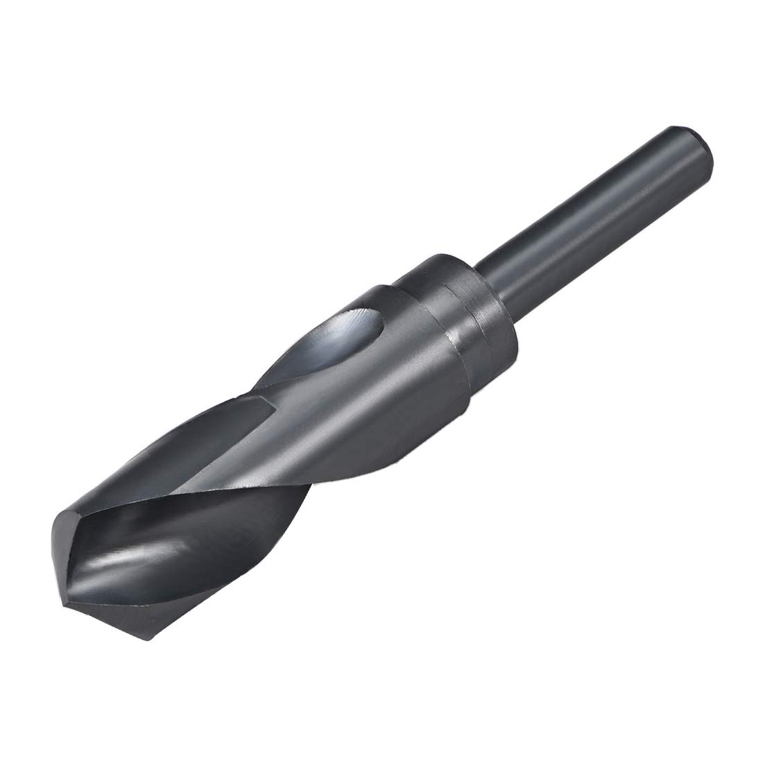 sourcing map Reduced Shank Drill Bit 27.5mm High Speed Steel HSS 6542 Black Oxide with 1/2 Inch Straight Shank