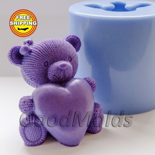 Soap Mold Knitted Teddy Heart 3D Mold Soap Mold Silicone Molds Mold for Soap Mold Silicone Mold Animals Mold Teddy Mold