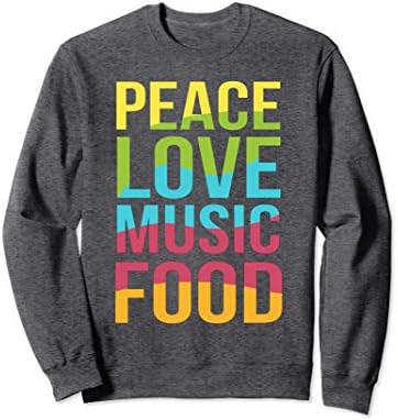 Unisex Peace Love MUSIC FOOD for Girls,Boys,Teens,Men, Women Medium Dark Heather
