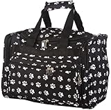 World Traveler Black White Paw Prints Duffle Bag 16-inch