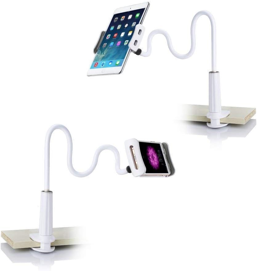 Raking Universal iPhone Holder/iPad Stand/Cellphone Stand/Tablet Mount Holder Lazy Bracket, Compatible with 5-10 inch Apple Phone, iPad Mini, iPad Air, Samsung S6, Samsung Tablets (White)