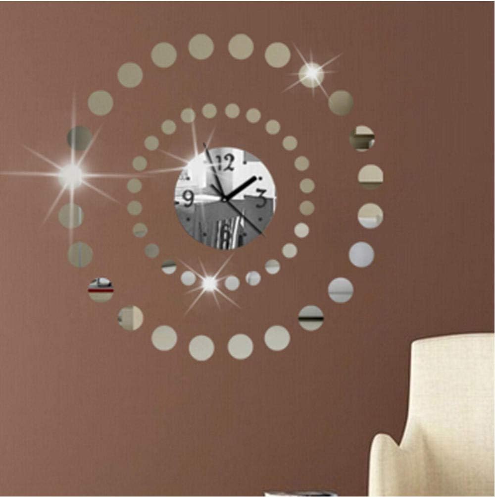 BGNH Reloj de Pared 3D DIY Acrílico Espejo Reloj de Pared
