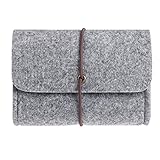 ProCase Felt Storage Case Bag Accessories Organizer for MacBook Laptop Mouse Power Adapter Cables Computer Electronics Cellphone Accessories Charger SSD HHD -Silver Grey