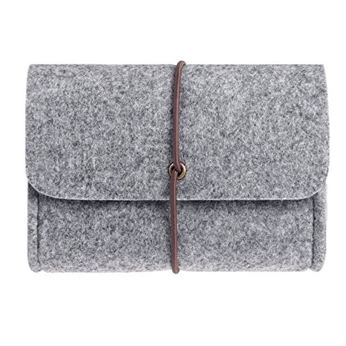 ProCase Felt Storage Case Bag Accessories Organizer for MacBook Laptop Mouse Power Adapter Cables Computer Electronics Cellphone Accessories Charger SSD HHD -Silver Grey (Best Ssd For Photographers)