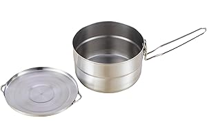1.5L Stainless Steel Camping Pot with Folding Handle & Multi-Use Lid (16cm) – Portable Cooking Pot for Camping, Backpacking, 