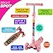 OUTON Kick Scooter for Kids 3 Wheel Lean to Steer Adjustable Height PU 4 LED Flasing Wheels Pink