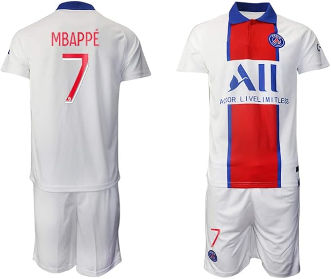 Angraves Kids/Youth 2020/21 PSG 7 MBAPPE FC Uniforms Soccer Jerseys