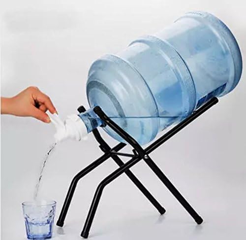 Gallon Water Jug Dispenser Folding Stand Stainless Steel Rack Holder 55mm NONSCREW BPA Free Valve, No Leak BPA Free Spigot and Water Jug Lifting Handle(Includes Rack + 55mm + Handle)