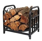 PATIO WATCHER Firewood Rack Log Bin Firewood Storage Holder for Indoor Outdoor Backyard Fireplace Heavy Duty Steel Black
