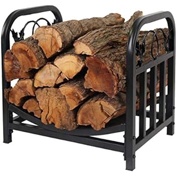 Patio Watcher Firewood Rack Log Bin Firewood Storage Holder for Indoor Outdoor Backyard Fireplace Heavy Duty Steel Black