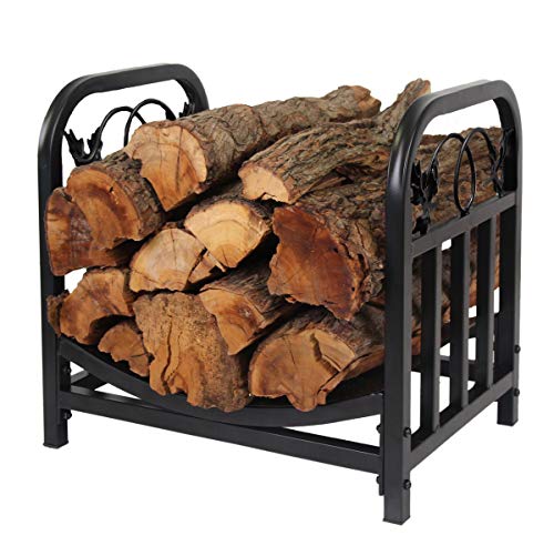 PATIO WATCHER Firewood Rack Log Bin Firewood Storage Holder for Indoor Outdoor Backyard Fireplace Heavy Duty Steel Black