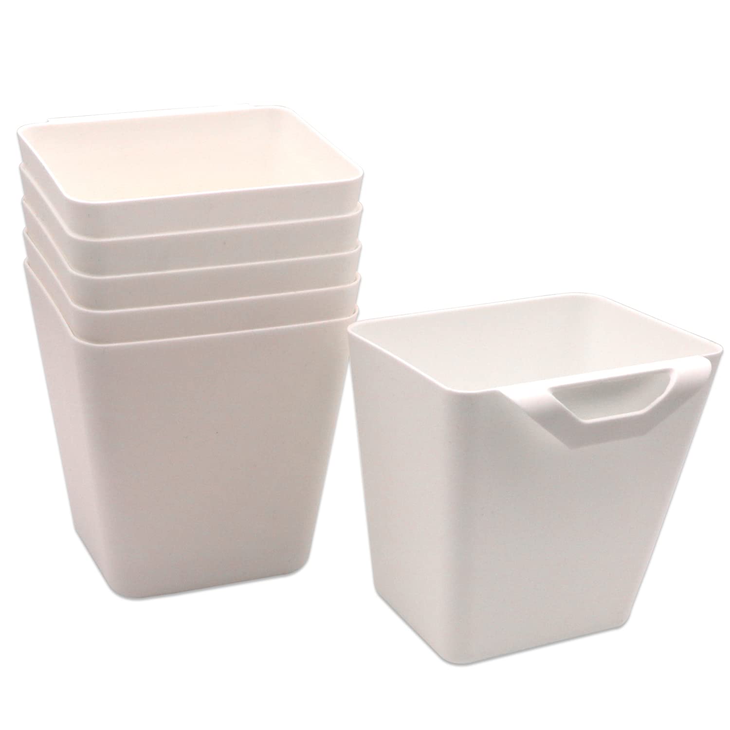 DUTWROY Hanging Cup Holders 6 Pack Trolley Basket Storage Rolling Cart Organizer Accessories Hanging Bins Hanging Buckets Make Up Pencil Holder for Craft Supplies(White)