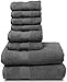 MAURA Grey Bath Towel Set of 8 for Bathroom. Turkish Cotton Luxury Bath Towels. Extra Large, Thick, Plush & Soft. Hotel & Spa Quality - Space Gray