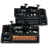 ZMAUTOPARTS C/K C Silverado Suburban Crystal Headlight+LED Bumper+Corner Smoke/Amber