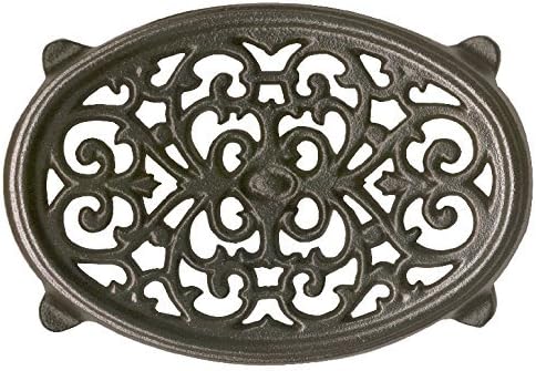 John Wright 33306 Small Oval Filigree Trivet - Black Matte