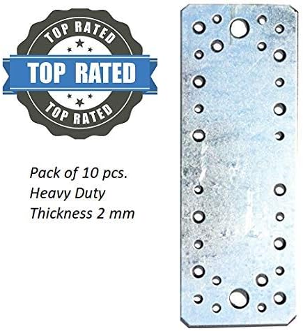 OMIDEAS 10 x Flat Joining Plates (180 x 65 x 2) Heavy Duty Straight Perforated Braces Brackets Timber Wood Metal Galvanised Steel Fixing Repair Connector - Image 4
