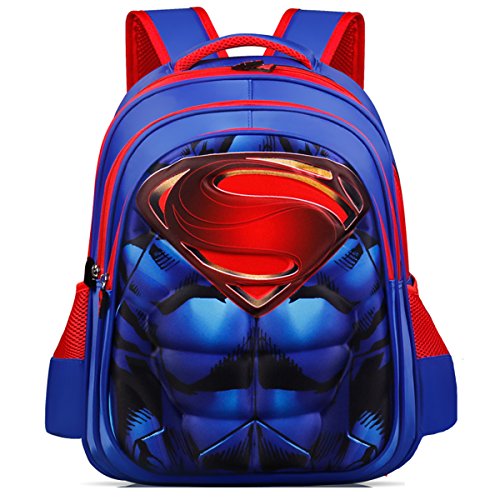 YOURNELO Boy's Cool 3D DC Comics Marvel's The Avengers School Backpack (Superman L)