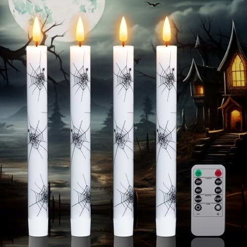 Dromance Cobweb Decal Flameless LED Taper Candles