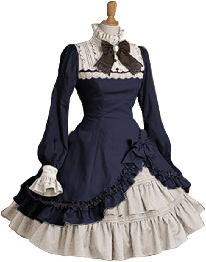 Amazon ノーブランド品 レディーズ ロリータ Lolita プリンセス ゴスロリィタ ゴスロリ ワンピース ブルー S ワンピース チュニック 通販