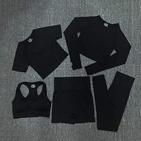 Amazon Co Jp Xuxuwa ヨガセット ヨガフィットネス服女性ジムセットウェアスポーツウェア冬 ランニングトレーニングスポーツスーツジョギングの女性 Color 5 Piece Set 2 Size S ホーム キッチン