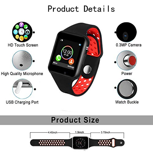 Smart Watches for Android Phones, IOQSOF Touchscreen Bluetooth Smart Watch with Camera for Men Women