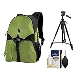Vanguard BIIN 59 Digital SLR Camera Backpack Case (Green) + Tripod Kit for Canon EOS 7D, 5D Mark II III, 60D, Rebel T3, T3i, Nikon D3100, D3200, D5100, D7000, D800, A35, A55, A57, A65, A77 Digital SLR Cameras