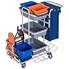 homcom Professionele multifunctionele reinigingswagen met 4 wielen, 118 × 73 × 103 cm