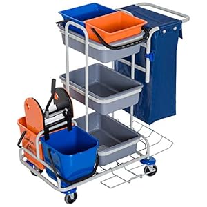 homcom Professionele multifunctionele reinigingswagen met 4 wielen, 118 × 73 × 103 cm