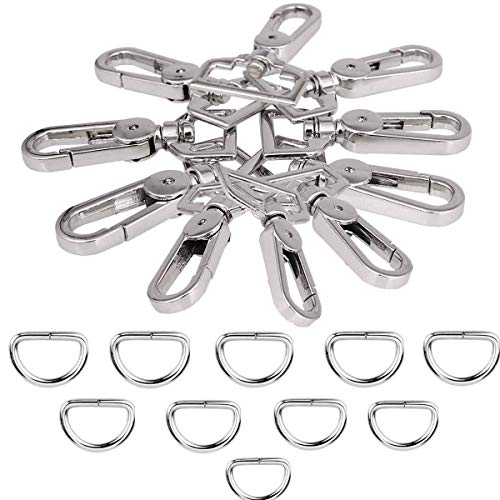 Swivel Lobster Clasps Clips Lanyard Snap Hook and Metal D Ring Semi-Circular D Ring for Handbag Bags Cat Dog Collar Buckles Ring Hand DIY Accessories Hardware Craft