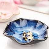 Binoster Leaf Ceramic Jewelry Dish Blue 11cm 4.3in Trinket Tray view 3
