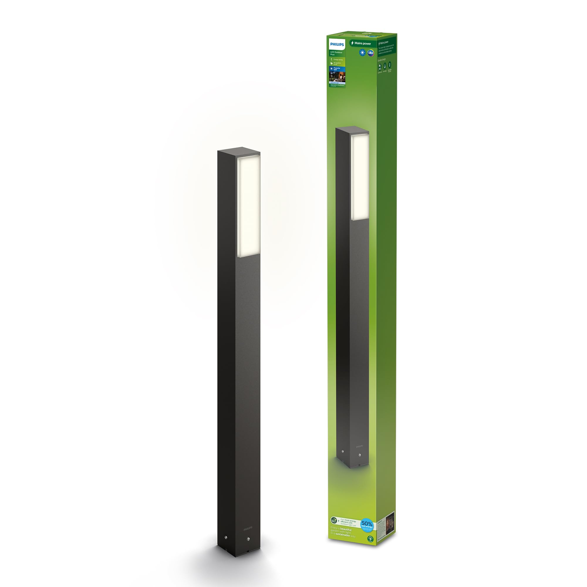Philips Lighting Stratosphere UltraEfficient Outdoor Path Light 3.8W, 4000K Cool White Light, Antracite, IP44 Weatherproof