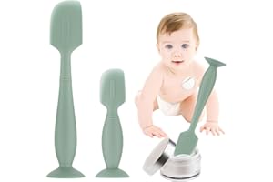 2 Pack Silicone Baby Diaper Cream Spatula, Baby Butt Paste Spatula for Newborn, Bum Brush 1 x Large Size,1 x Small Size (Gree