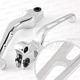 KiWAV Slotted 2color hand control levers chrome for Harley '96-'03 XL '96-later Dyna '96-'14 Softail '96-'07 Touring