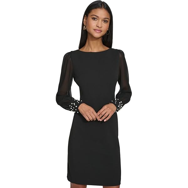 Amazon.com: Nicole Miller Heavy Jersey/Mesh Long Sleeve Dress Black 0 :  Clothing, Shoes & Jewelry