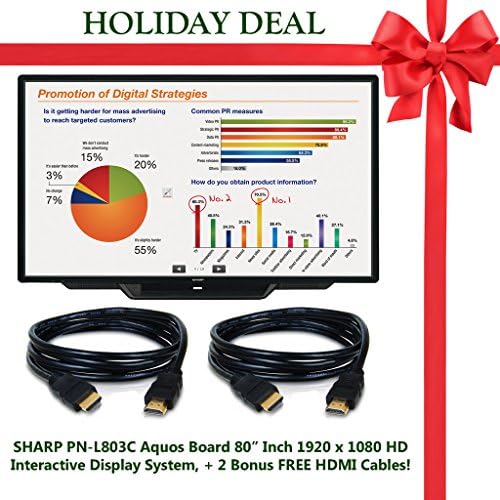 Holiday Deal Brand New! SHARP PN-L803C Aquos Board 80" Inch LED Interactive Display System 1920x1080 Full HD Display + 2 Bonus FREE HDMI Cables!