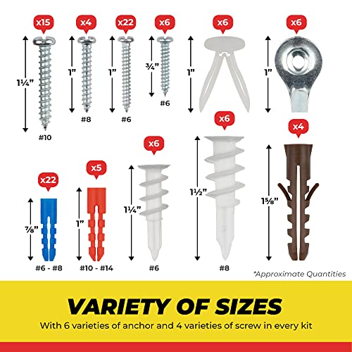 Qualihome Drywall and HollowWall Anchor Assortment Kit, Anchors