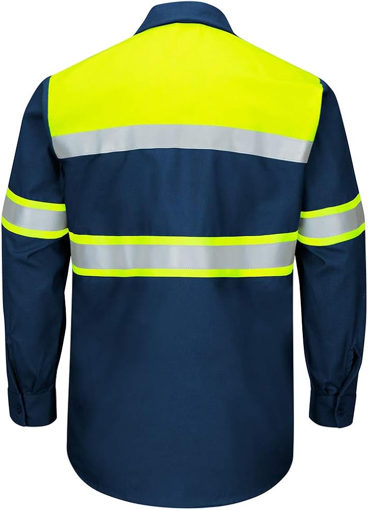 Red Kap Men's Hi-vis Ls Colorblock Ripstop Work Shirt-Type O, Class 1: Clothing