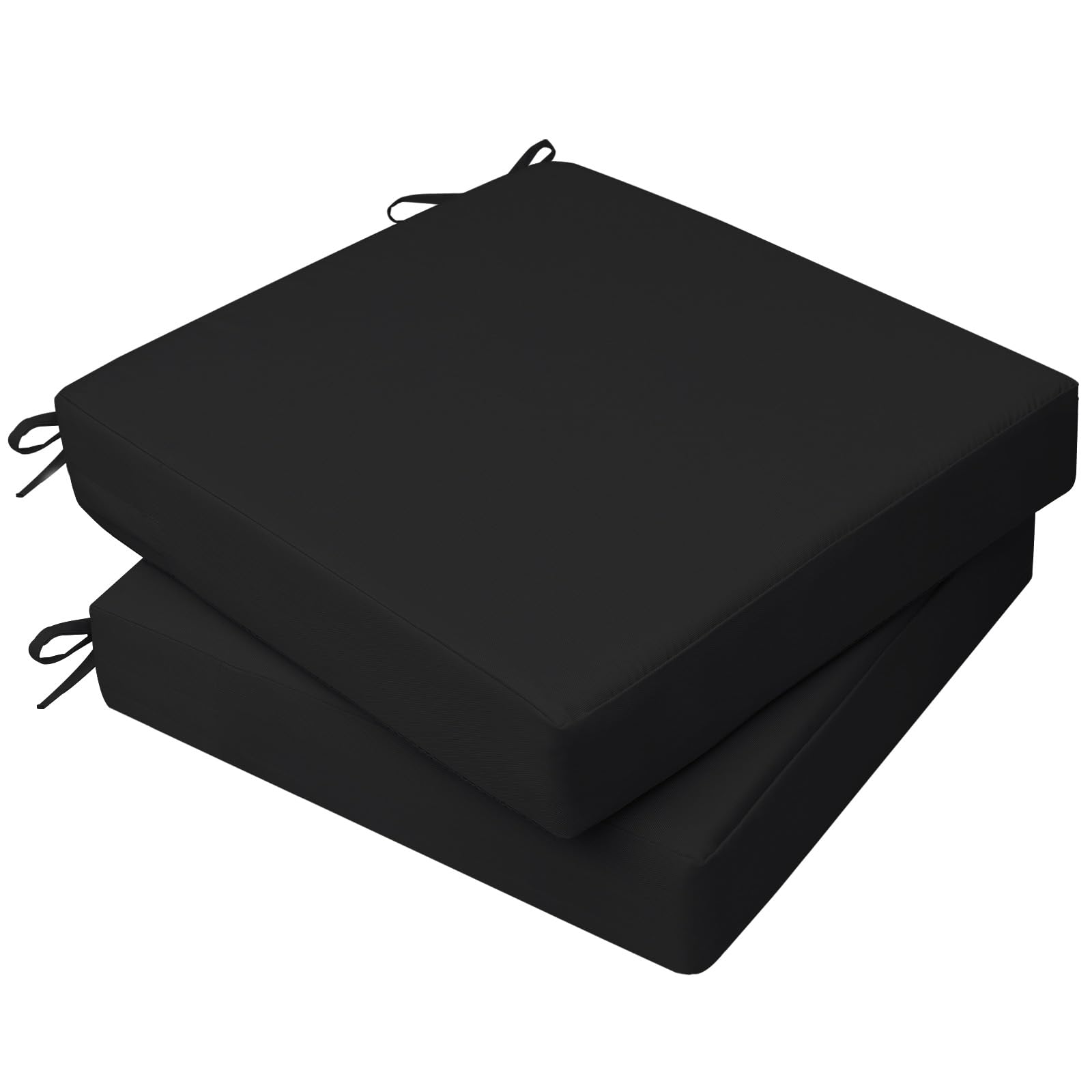 AAAAAcessories Outdoor Seat Cushions for Chairs, Waterproof, Fade-Resistant, 20" x 20" x 3", Patio Furniture Replacement Cushions, Set of 2, Charcoal Black Image