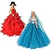 BARWA 2 Pcs Doll Dress Red Gown Dress with Hat and Blue Wedding Dress with Veil Evening Party Clothes for 11.5 Inch Girl Doll (Blue + Red)