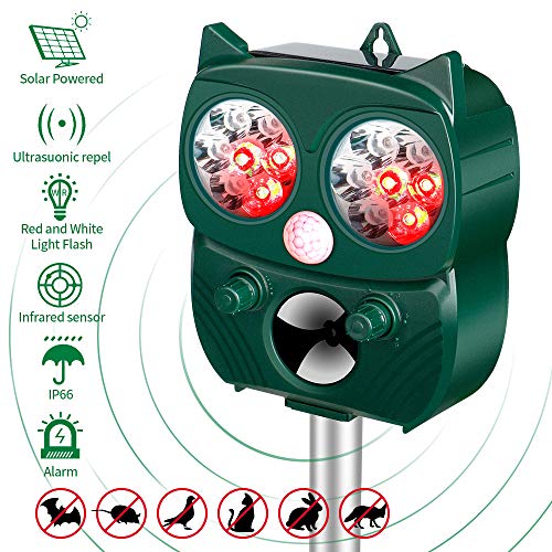 Professionale Repellente Gatti,Repellente Ultrasuoni Energia Solare IP66 Impermeabile a Frequenza Regolabile per Allontanare Animali 5 Modalità Regolabile Repeller Animali Ultrasound Repellente