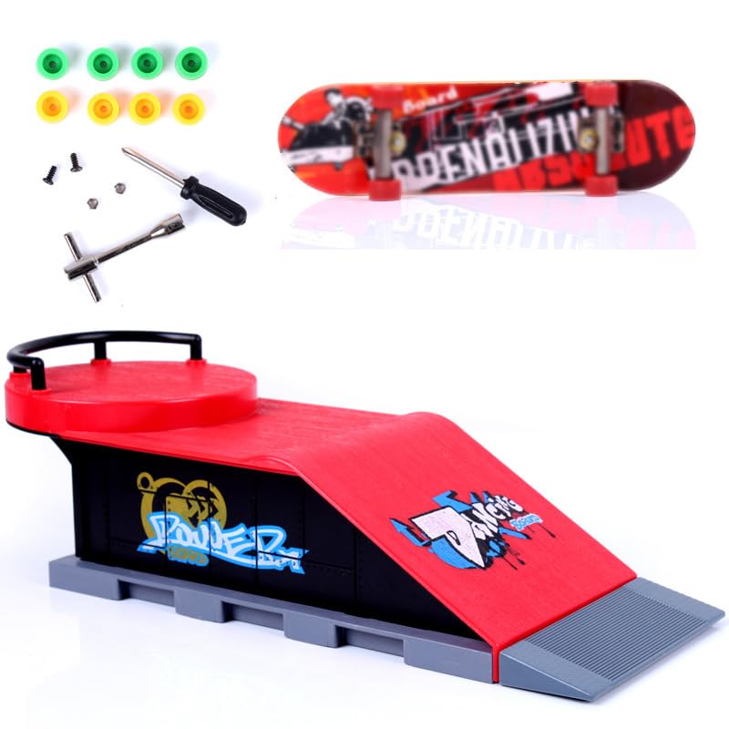 zalati Finger Skateboard Ramp Set Mini Fingerboard Kit with Tools for All Ages Games Playing Finger Practice - Ramps with Rail